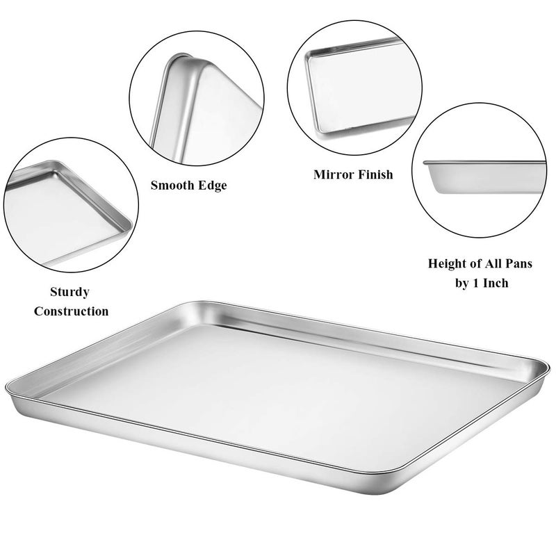Wildone Baking Sheet with Rack Set [2 Pans + 2 Racks], Wildone Stainless Steel Cookie Sheet Baking Pan Tray with Cooling Rack, Size 16 x 12 x 1 Inch, Non Toxic & Heavy Duty & Easy Clean - Image 4